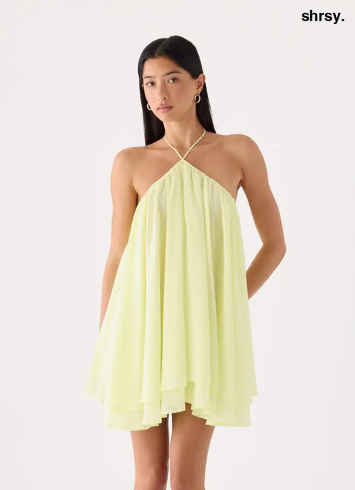 Alicelle Halter Mini Dress - Yellow - Mini Dresses