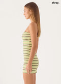 Ayvah Strapless Mini Dress - Golden Kiwi Stripe - Mini Dresses