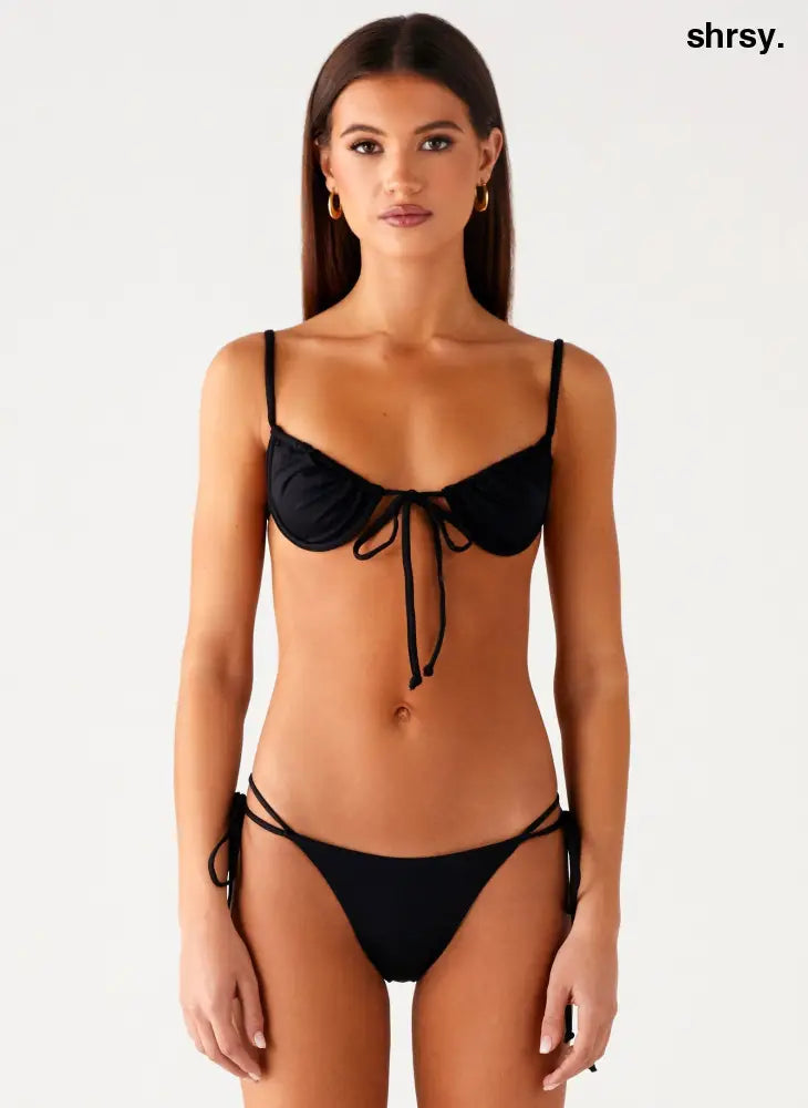 Jaiya Tie Bikini Top - Black - Swimwear
