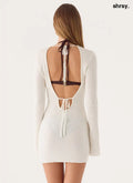 Levara Knit Low Back Mini Dress - White - Mini Dresses