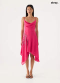 Pirama Beaded Midi Dress - Fuchsia - Midi Dresses